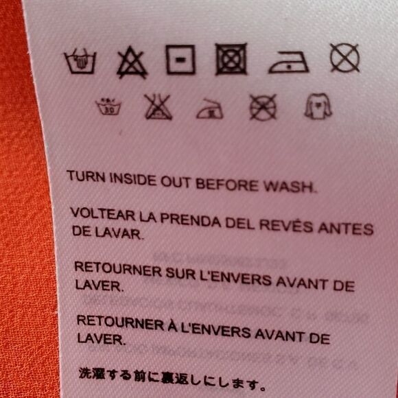 💚Bebe Orange Sheer Zippered Batwing Blouse Small - Picture 8 of 10